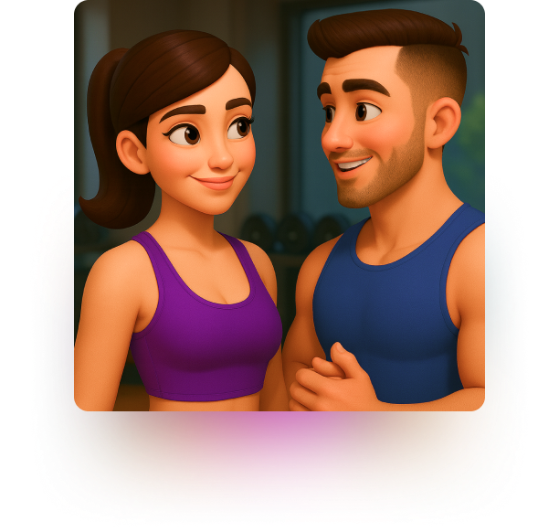Casal feliz na academia